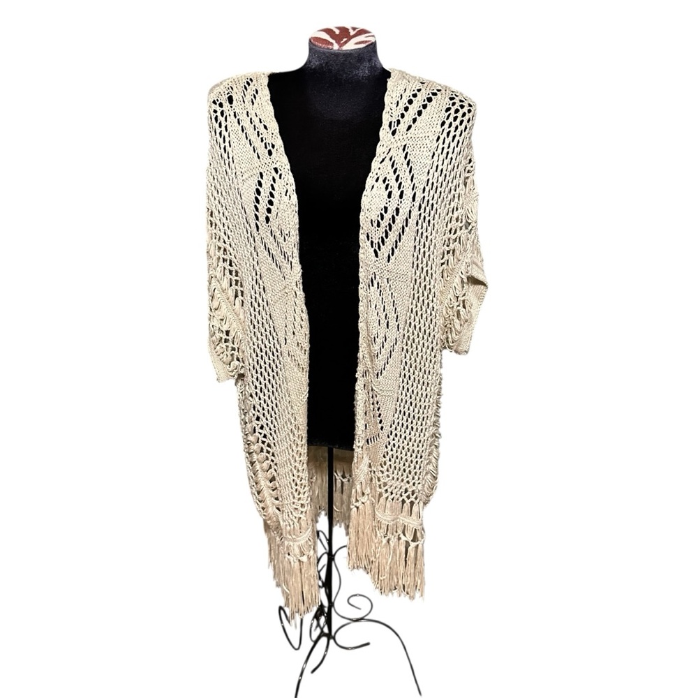 Blu Pepper Women's Cream Open-Knit Sweater Size Small